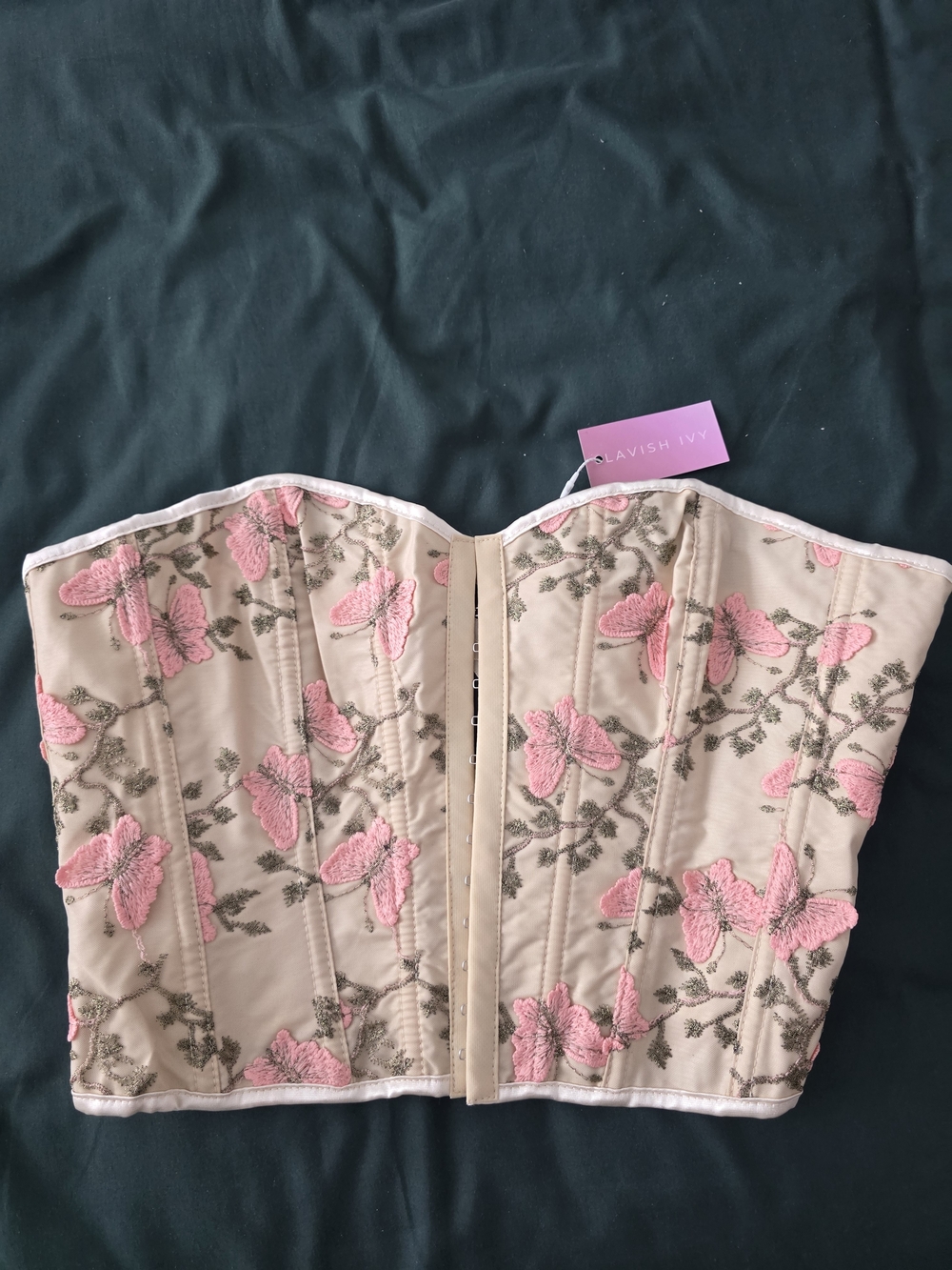 Lavish Pink Floral Embroidered Bustier